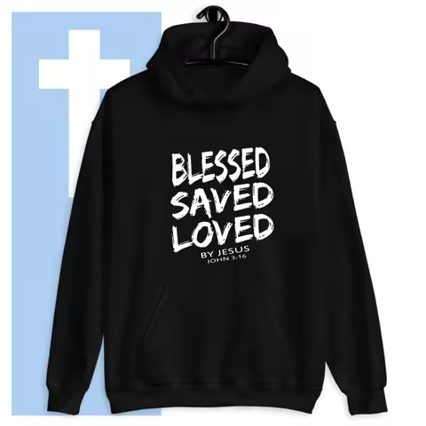 Blessed Saved Loved By Jesus John 3:16 Hoody Casual Women Long Sleeve Jumper Christian Faith Hoodies