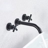 Basin Faucet In-Wall Installation Black / Brushed Gold Bathroom Double Handle Wall-Mounted Bathtub F