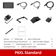 FEELWORLD P6XL มอนิเตอร์ฟิลด์สำหรับกล้องถ่ายรูปเคสอลูมิเนียมขนาด6นิ้วแบตเตอรี่ในตัว4K ความสว่างสูง H