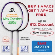 APACS STATUS COMBO PACKAGE (Frame Only): APACS Status 15 (Black Purple) &amp; APACS Status 15 (Black Red) Badminton Racket - 4UG1 Max 35LBS