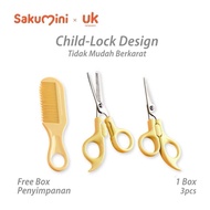[PB] Sakumini Baby Hair Cut Scissors Children's Hair Cutting Scissors Set 3in1 Cut Bangs for Girls a