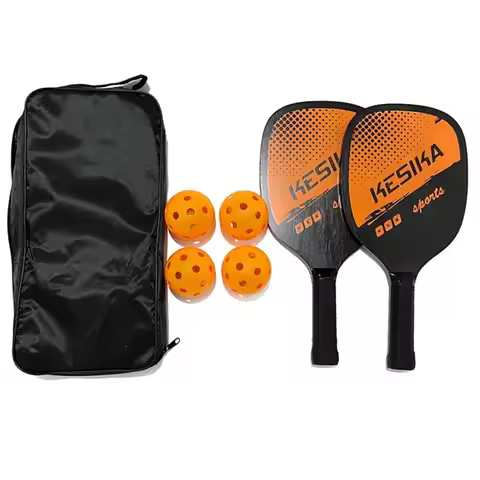 Poplar Pickle Paddles Rackets Set Non-slip 4 Pickleballs Pickleball Balls with Carrying Bag Pickleba