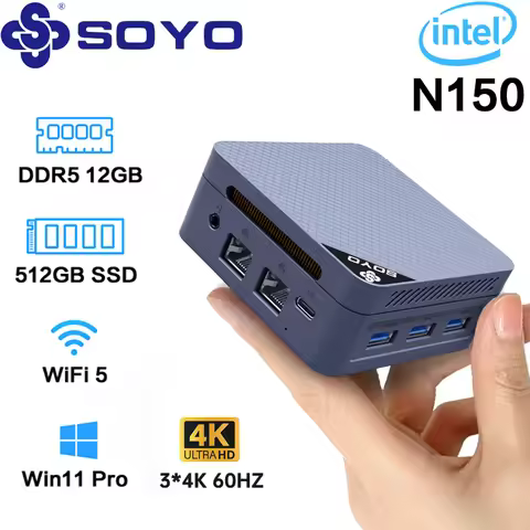 SOYO Mini PC M4 Pro and Intel N150 N100 N95 N4000 Processor 8/16GB RAM 256/512GB SSD WiFi6&BT5.2 Min