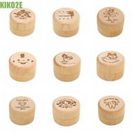 KIKO2E Wood Baby Tooth Box, Wooden Baby Teeth Save Milk Teeth Organizer, Round Primary Teeth Tooth B