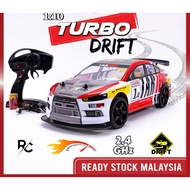 1:10 Drift RC Car With Turbo Battery 4WD 2.4GHz Remote Control For Kids Kereta Kontrol Mainan Budak 