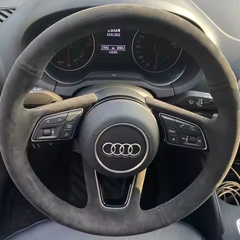 Custom Car Steering Wheel Braid Cover Suede 100% Fit For Audi A3 (8V) A4 (B9) Avant A5 (F5) A1 (8X) 