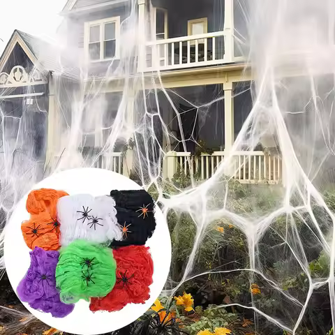 Halloween Decoration Spider Web,Artificial Spider Web,Stretchy Cobweb with Spider,Horror Gothic Haun