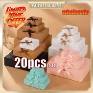 20PCS Gift Box with Ribbon Foldable Packaging Box Kraft Present Box Party Favor