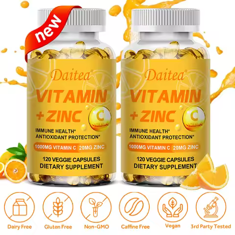 Vitamin C 1000mg + Zinc 20mg + Vitamin D3 5000 IU, High Absorption, Antioxidant & Immune System Supp