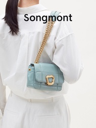 Songmont Soft Chocolate Package Mini Designer New Top Layer Leather One-Shoulder Chain Mini Square Bag