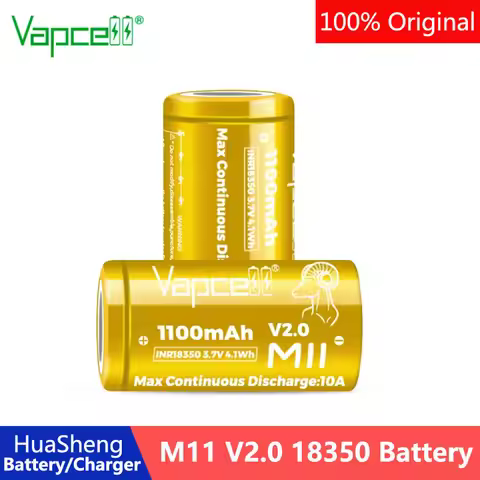Original Vapcell New Version INR 18350 Battery M11 V2.0 1100mAh CDR 10A Lithium Battery Rechargeable