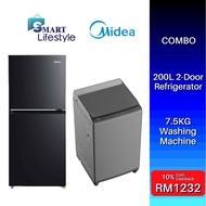 [COMBO] Midea 200L 2-Door Refrigerator MDRT267MTB30 + Midea MA100W75 7.5kg Top Load Fully Auto Washing Machine