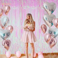 SHOUH Foil Fringe Curtain, Gold Foil Pink Color Party Decoration Curtain, Gorgeous Fringe Design Col