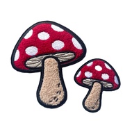1 Pair Big Small Mushroom Parches for Parent-child Clothes DIY Cute Stickers Iron On Towel Embroider