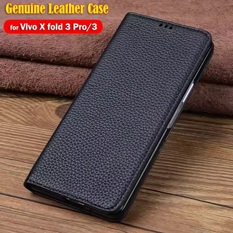 Magnetic Front Screen Funda for Vivo X Fold 3 Pro Genuine Leather Flip Case for Vivo X Fold 3 Pro Ca