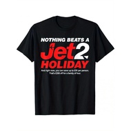 Funny Jet2 Holiday Slogan T-Shirt For Men & Women - Retro Airline Logo Airplane Print Tee, Black Wit