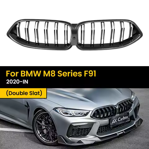 Real Dry Carbon Fiber Racing Grills For BMW M8 Series F91 F92 F93 2020-IN Double Slat Front Bumper K