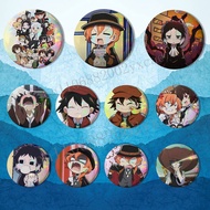 Contrast Chuuya Nakahara BSD Wan Reflective Pin Tinplate Round Brooch Cartoon Cosplay Badges for Bag