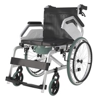 Camowei[Bathing] Wheelchair Folding with Toilet Aluminum Alloy Manual Wheelchair Household Multi-Functional Nursing Elderly Light and Portable Disabled Wheelchair Self-Operated