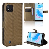 Realme C11 2021 Casing Flip Phone Holder Stand Realme C20 Case Wallet PU Leather Back Cover