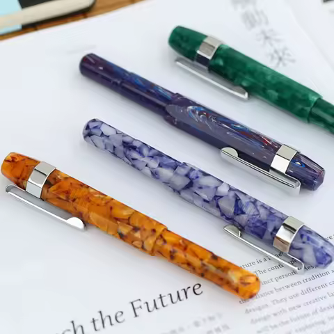 MAJOHN DELIKE Fountain Pen Fancy Acrylic Travel Short Pen Pocket Pens Extra Fine EF Tip 0.38mm Art P