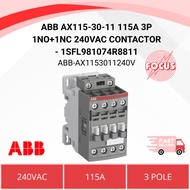 ABB AX115-30-11 115A 3P 1NO+1NC 240VAC CONTACTOR - 1SFL981074R8811