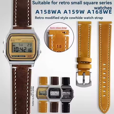 18mm Retro Bracelet strap For Casio AE1200 A158W/A168/f91w/AE-1200WHD/A159/W-218 Vintage Cowhide Lea