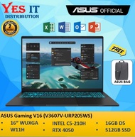 ASUS Gaming V16 V3607V-URP205WS (Intel Core 5 210H 16GB 512GB SSD RTX4050 6GB GDDR6 16" W11) Gaming 