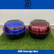 CZR Motorcycle Storage Box 32 Litre Universal Box Belakang Kotak Motor With Grip Security Red Blue C