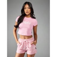 Áo thun crop top Baby Tee Y2K Casual Streetwear Cotton T-Shirt cổ điển Logo Fited Workout Lounge Spo