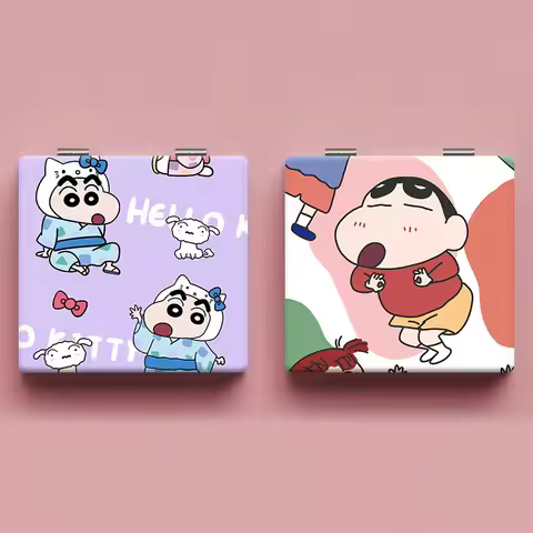 Anime Cartoon Crayon Shin-Chans Mirror Take It with You Fold Portable Double-Sided Mirror Cute Enlar