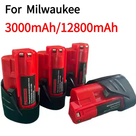for Milwaukee Battery 12.8Ah Compatible with Milwaukee M12 XC 48-11-2410 48-11-2420 48-11-2411 12-Vo