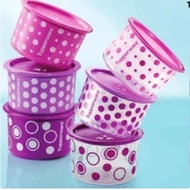 tupperware one touch polka air tight container 600ml - 6pcs/set