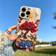 Vintage Flower Tree oil painting Phone Case phone holder with Built-in Mirror For Redmi 14C 13C 13 1