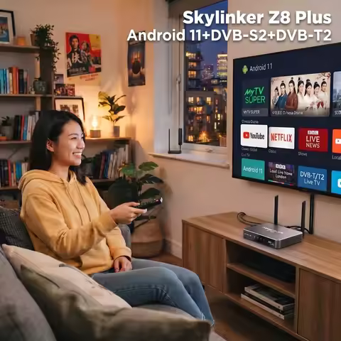2026 Skylinker Z8 Plus Hybrid Android OTT+ DVB-S2+DVB-T2 HD 4K TV Box FTA With H265 2+16GB 5G Wifi O