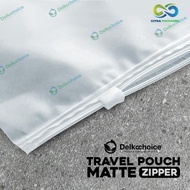 TRAVEL POUCH ORGANIZER - THICK MATTE PLASTIC ZIPPER BAG 25CM x 33CM - 25CM X 33CM