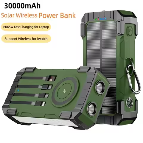 Solar Power Bank 30000mAh Magnetic Wireless PD 65W Fast Charging for Laptop iPhone 17 iWatch Airpods