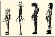 Nghệ thuật phim Tim Burton: In canvas Beetlejuice & Edward Scissorhands để trang trí tường phòng ngủ