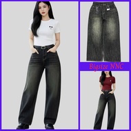Women's Straight-Leg Jeans QC Ms 5042 [Stone Pressed Waterfall Effect] Bigsize Fashion 55-90kg
