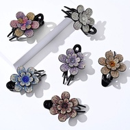 Luxury 3-tooth hair clip with sparkling stone flowers (large size 8cm) HL0005