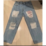 【Free Shipping・Made in USA】Levi’s 505 Orange Tab Vintage Jeans TALON 42 Zipper Distressed Remake 80s