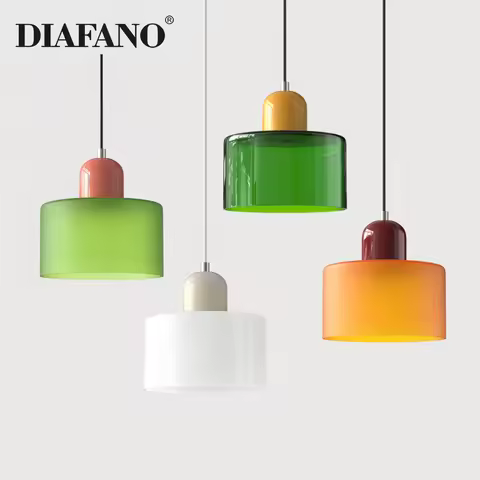 Nordic E27 Glass Pendant Lights Led Bedroom Bedside Lamps Colorful Modern Restaurant Bar Chandelier 