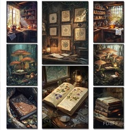 Wizards Potion Old Leatherbound Alchemy Book Poster Wizards Bookstore Canvas Painting Dark Academia 