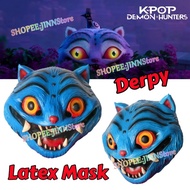 -JINN-KPOP DEMON HUNTERS Cosplay Blue Tiger Latex Masks Cute DERPY Cosplay Latex Hood Birthday Party