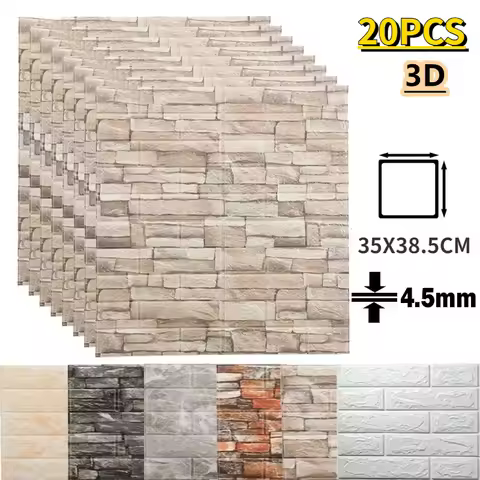 10/20pcs 35x38.5cm / 13.78in X 15.16in DIY Self-adhesive 3d Wall Stickers for Bedroom Waterproof Hom