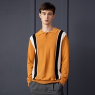 OASIS เสื้อสเวตเตอร์ เสื้อแขนยาว ผ้า Viscose ผสม Chinlon รุ่น MSW-4618 สีกรมท่า  เหลือง