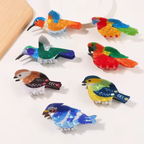2025 NEW Cartoon Bird Series Hair Claw Colorful Hummingbird Sparrow Claw Clips Crab Hair Clips for W