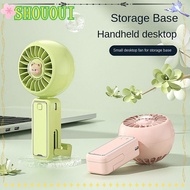 SHOUOUI Cute Fan, USB Rechargeable 5 Blades Handheld Fan, Mini Wind Power with Holder USB Fan Student