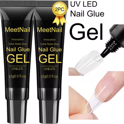Gel Nail Glue, Solid Nails Glue Gel 2PCS 20g Lamp Curing Needed Soak Off GLUE Strong Nail GLUE Gel f