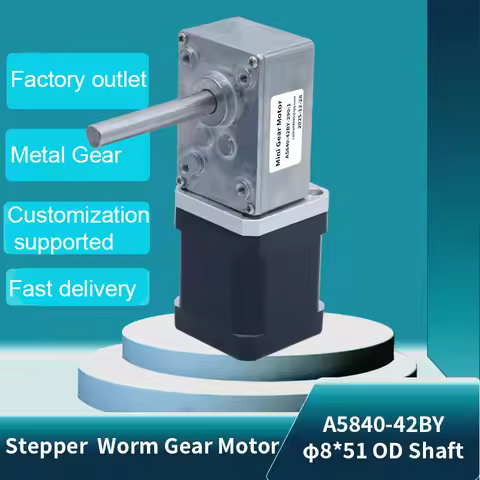 5840-42BY NEMA 17 Right Angle Worm Gear Reducer 2 Phase 4 Wires 1.8 Degree High Torque Low RPM DC St